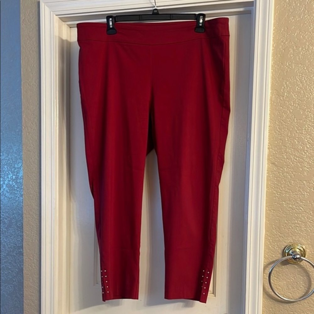 Counterparts Burgundy Pants with Studded Hem, size 20W